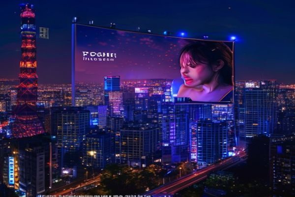 日本东京繁华夜景中的大型电子广告牌，展示日本女优主演电影海报，霓虹灯光绚烂，展现日本影视文化的强大商业影响力